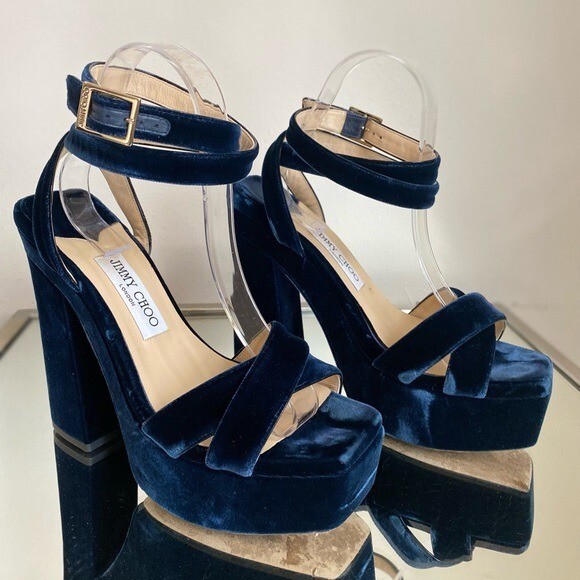 JIMMY CHOO Gaia 140 Velvet Platform Sandals 39.5 | eBay JIMMY CHOO Gaia 140 Velvet Platform Sandals 39.5 | eBay