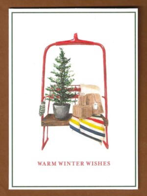 15 Old Ski Lift Holiday Cards, Graphique France Pip & Kate, Christmas Tree