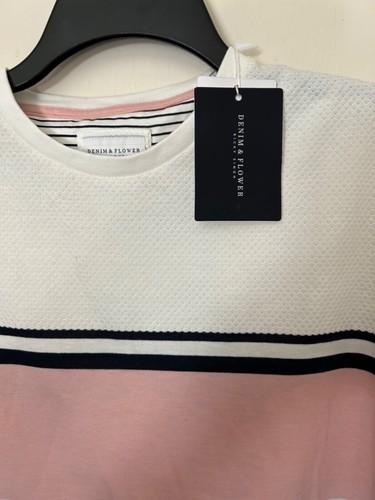 Denim & Flower Sz L NWT Ricky Singh Navy, Whte, Pink Unisex T Shirt - Picture 3 of 8