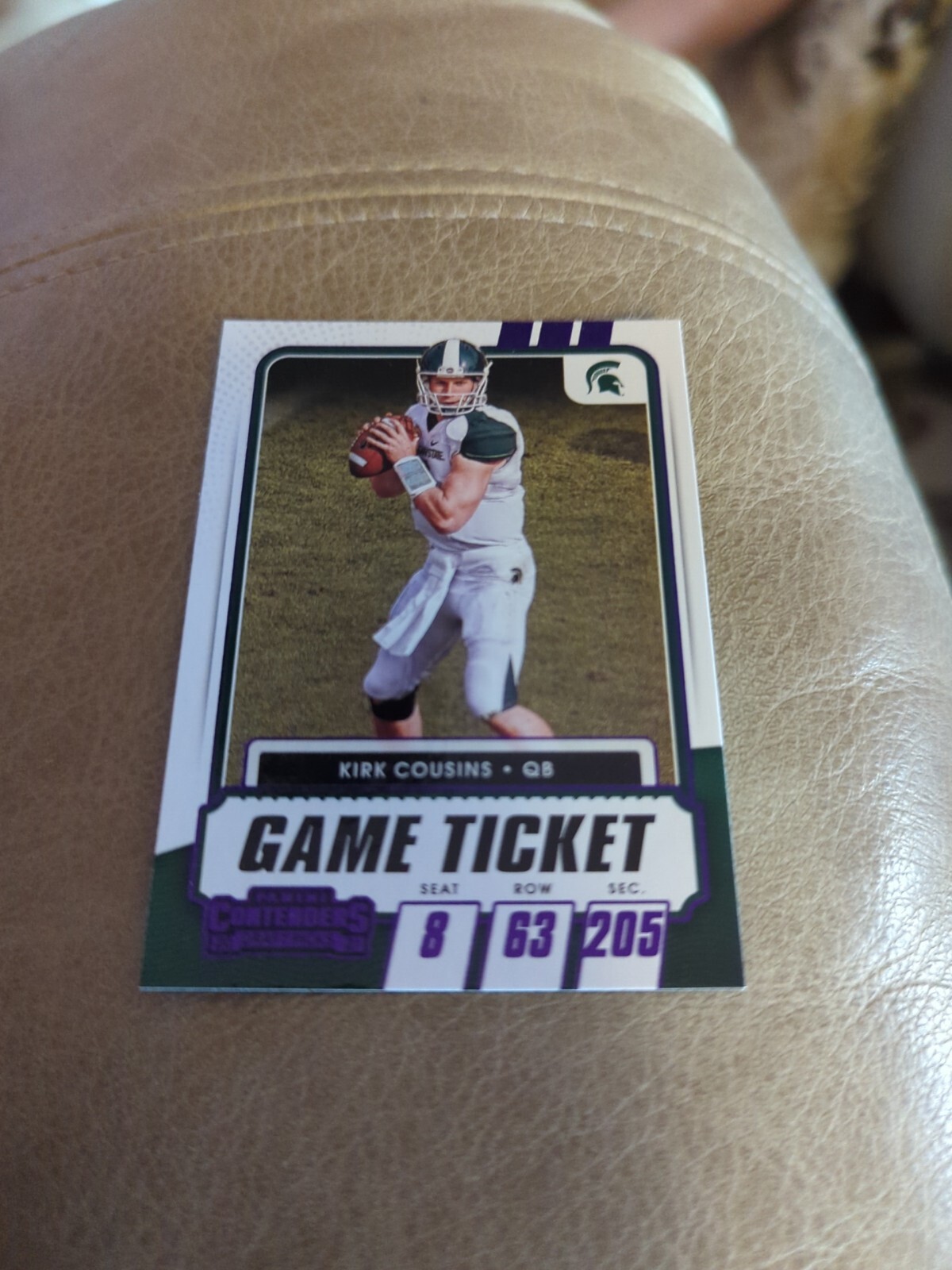 2021 Panini Contenders Draft Picks Game Ticket Purple Kirk Cousins Michigan