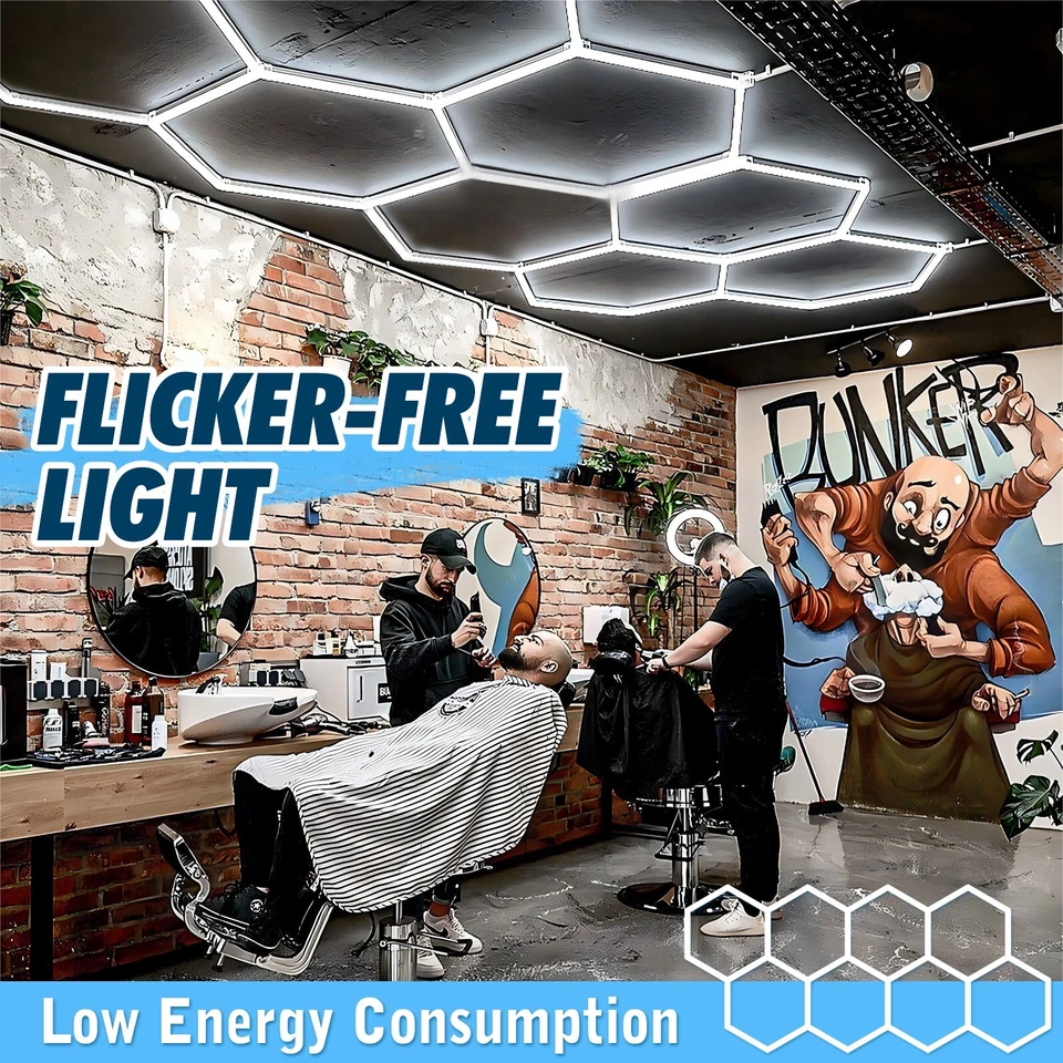 Luce LED esagon garage 8 Griglia Luci a nido d'ape 6500K  210W per Seminterrato - Immagine 3 di 4