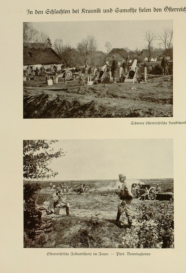 1916 WWI WW1 PRINT HAUBIKEN BATTERIES AUSTRIAN FIELD ARTILLERY RUSSIAN