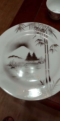 Set Of Vintage Lithophane Japanese Butani Dishes.Porcelain.Black & Silver painte - Picture 3 of 7