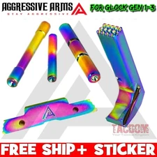 AGGRESSIVE ARMS SHINY RAINBOW Magazine Catch Slide Stop PIN GL0CK 19 17 GEN 1-3