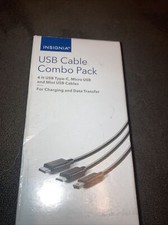 Insignia USB Cable Combo Pack 4ft USB Type-C, Micro USB  Mini USB Cables