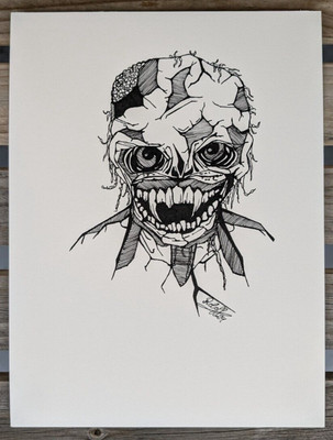 Ink drawing, ink drawing, design à l'encre, original, Roloffs art, horror 01