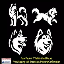 Husky Dog Graphic Decals 5" White vinyl decals Car Truck Laptop Tablet Windows