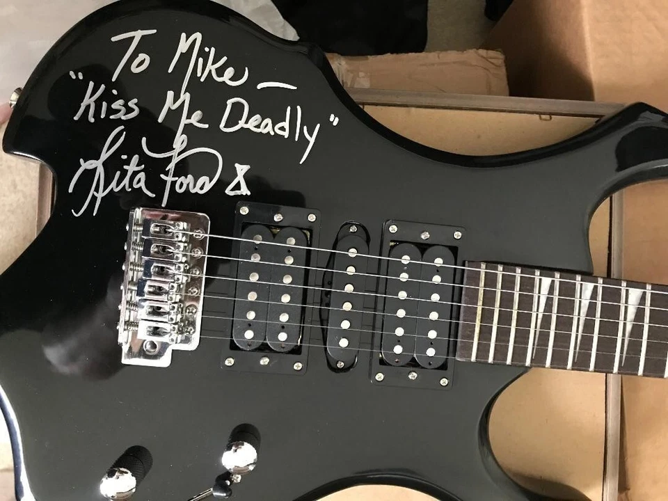 The Runaways Lita Ford Signed Black Widow Warlock Style Electric Guitar/Free SH! - Image 1 of 1