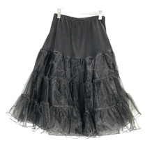 Juniors/Youth Black Tulle Slip Rockabilly Petticoat Puffy Underskirt Fairygoth