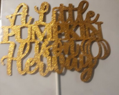 A little pumpkin is on her way gold baby shower Cake Topper Fall baby shower
