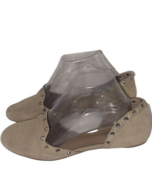 CORSO COMO D'Orsay Light Khaki Suede Studded Trim Slip On Flat  Women's Size 8.5