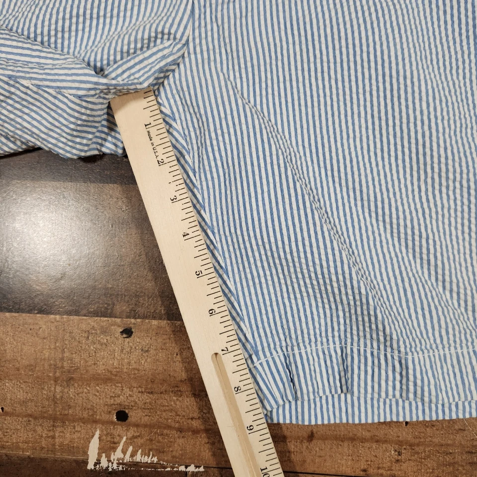 Pantalones Cortos Brooks Brothers Para Hombres Seersucker 36 Azul Blanco 9" Entrepierna Cremallera Foto 4 de 4