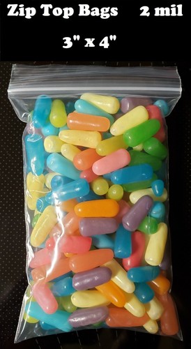 200 - 3" x 4" ZIP SEAL TOP LOCK BAGS CLEAR 2 MIL PLASTIC RECLOSABLE MINI BAGGIES
