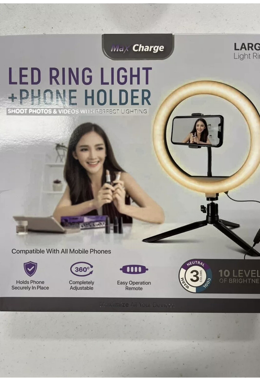 LED Ring Light with Tripod Stand&Cell Phone Holder For Makeup Live Stream-image