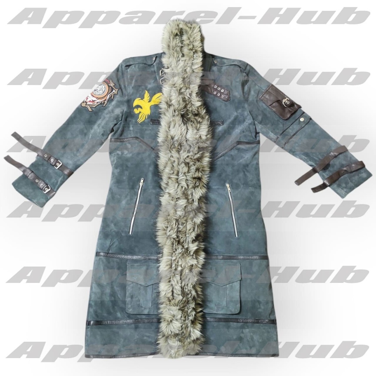 Handmade Tekken 8 Sergei Dragunov Gray Suede Leather Trench Coat