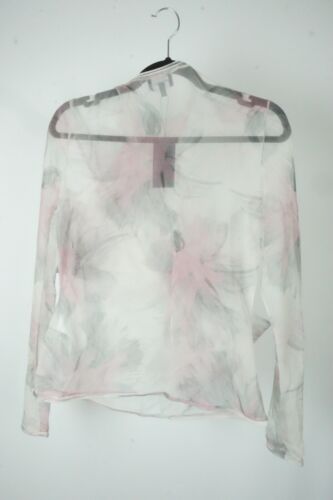 Giorgio Armani White Pink Floral Cupro Blend Bow Sheer Top 42 BRAND NEW - Picture 3 of 4