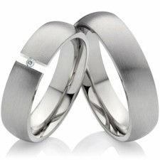 2 Ringe Eheringe mit Diamant Partnerringe Freundschaftsringe Trauringe LUC14