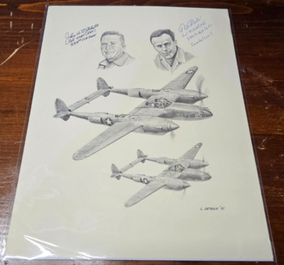 Rex Barber, John Mitchell signed 11x14 Art Print By Lou Ortega also signed