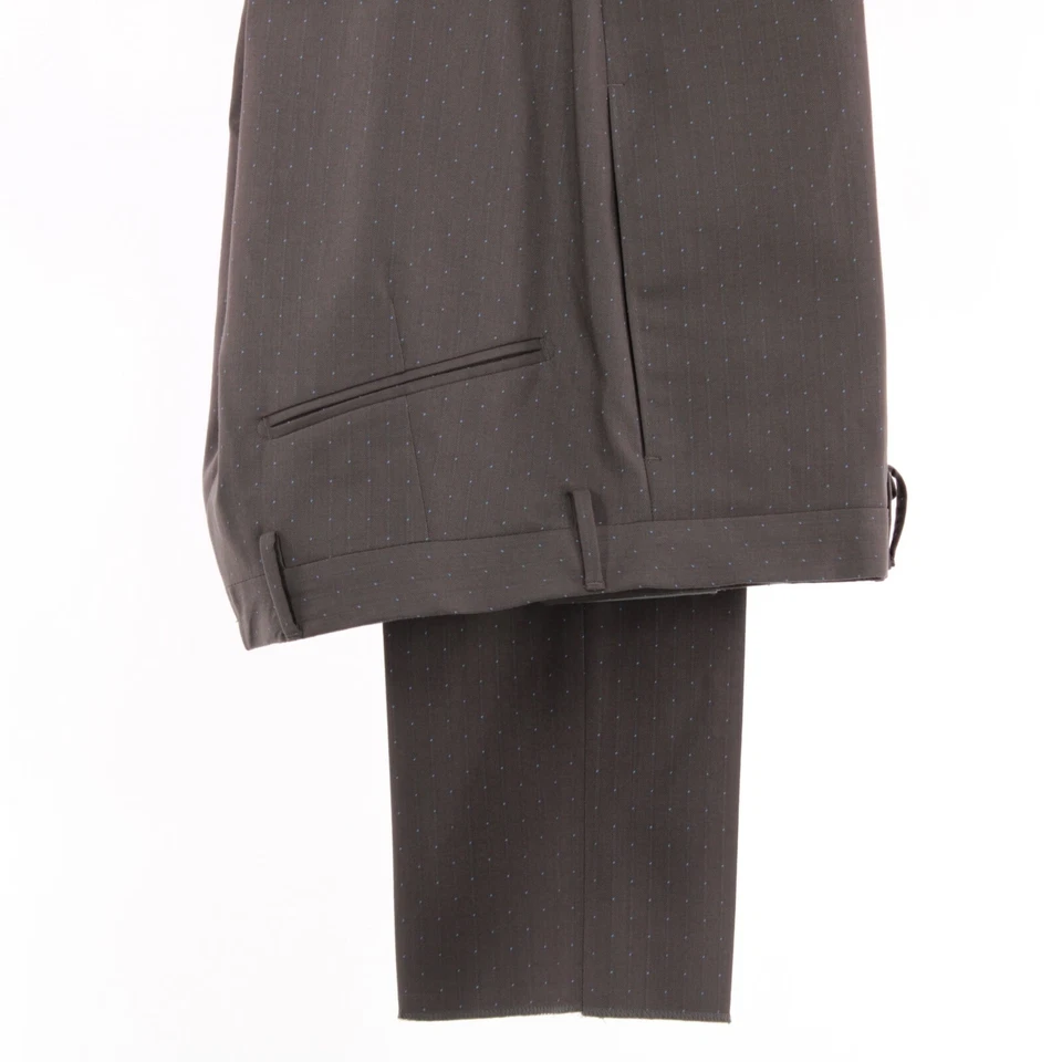 Traje Boglioli Nuevo con Etiquetas Lana/Algodón Dos Piezas Talla 48R US 38R Taupe con Lunares Azules Foto 2 de 4