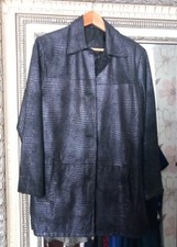Beth Terrell Ladies Smart Purple Leather Faux Snakeskin Collared Lined Jacket Xs