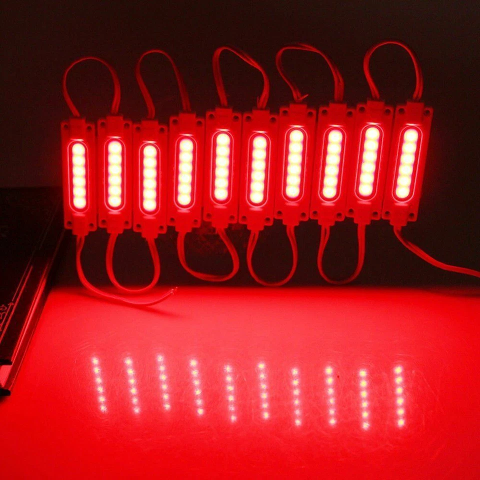 20pcs COB LED Module Light Red Strip Lights ABS With Lens ip65 Waterproof DC12V - Image 3 of 4