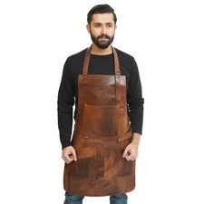 Heavy Duty Leather Tool Apron for Men & Women Chef BBQ Cooking Butchers Apron