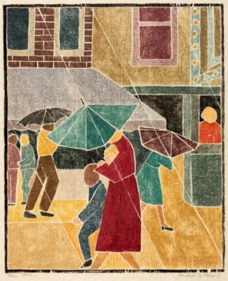 Storm Mabel Hewitt 1922 Colored Woodcut American Modernist Women Printmakers