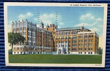 FLINT, MICHIGAN MI~St. Joseph Hospital~1949 Linen Postard