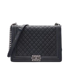 Chanel Black Boy Flap Black Long Chain Large Shoulder Bag