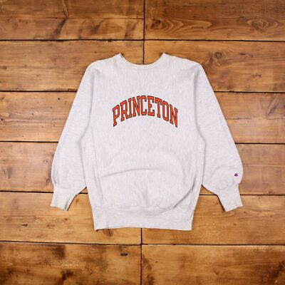 Vintage Champion College Sweatshirt XL Slim 90s USA Made Princeton Grey Logo