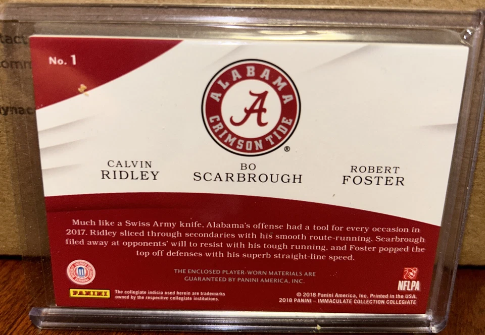2018 Panini Immaculate Calvin Ridley Bo Scarbrough Robert Foster Jersey 58/99 - Image 2 of 2