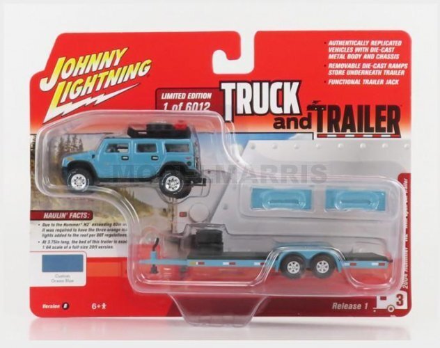 JOHNNY LIGHTNING JLSP202B-JLBT014 HUMMER - H2 WITH TRAILER 2004 - OCEAN BLUE - 1