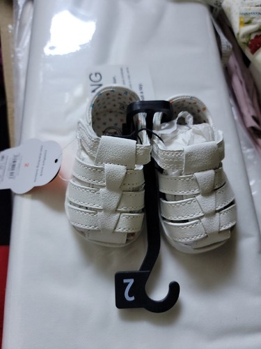 Wonder Nation Baby Girl Fisherman Sandals Size 2 White - Picture 4 of 4