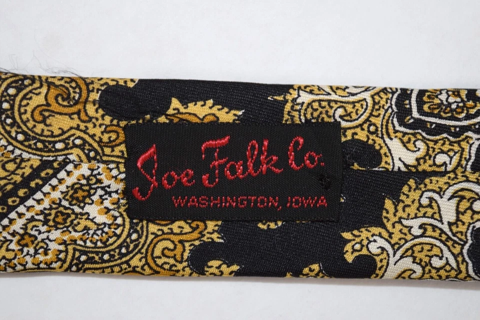 Corbata de Colección Conejo Blanco Años 50 60 Psicodélica Negra Dorada Seda 53.5" x 2.75" Foto 4 de 4