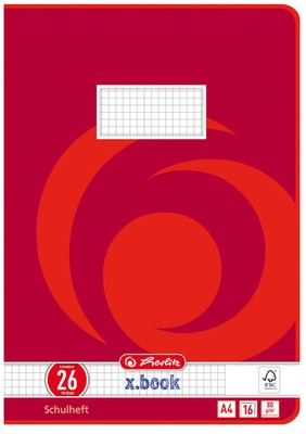 herlitz Schulheft x.book DIN A4 Lineatur 26 / kariert