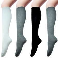 3-12 Pairs Womens Girls Funky Cotton Plain Knee High Long Tube Socks Size 9-11