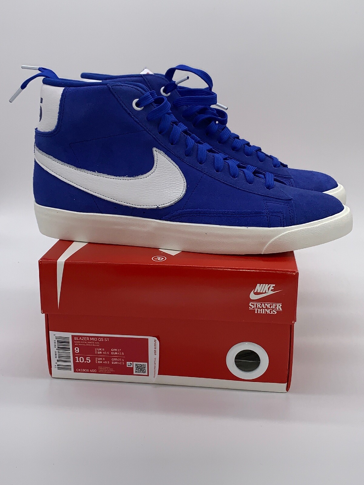 Ser amado Todo el tiempo Víspera de Todos los Santos Stranger Things X Nike Blazer Mid OG Collection Men?s Size 9 Blue White  193153388085 | eBay