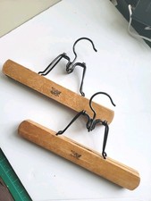 Vintage SETWELL Wooden Metal Hanger - Lot Of 2 Made In USA Pants Clothes