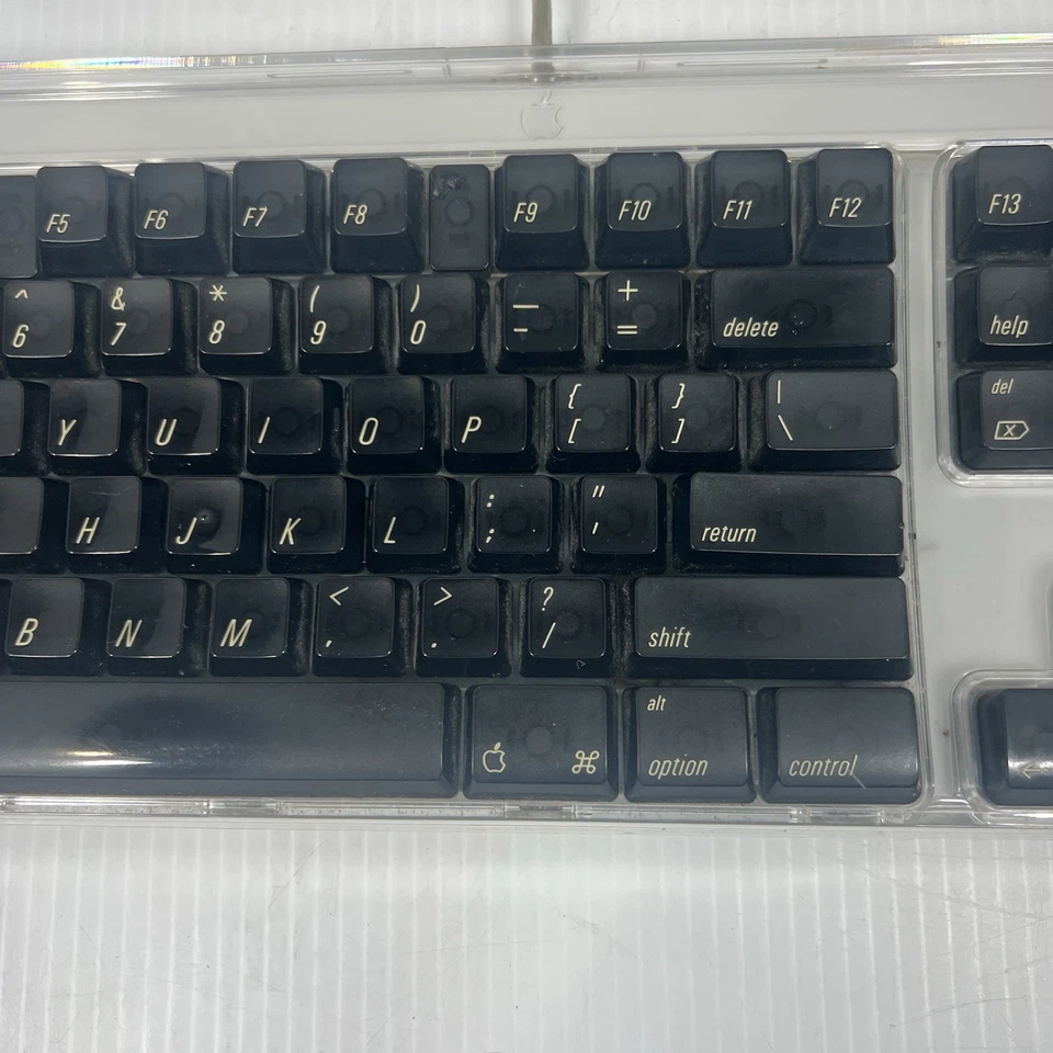 Vintage Apple Pro Keyboard USB Wired Black Transparent ~ Model M7803 ~ Works! - Image 3 of 4