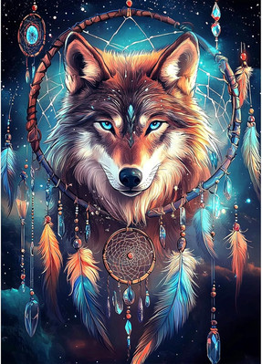 Diamond Painting Kits for Adults, 3D Wolf Diamond Art Kits for Beginners, DIY Dr
