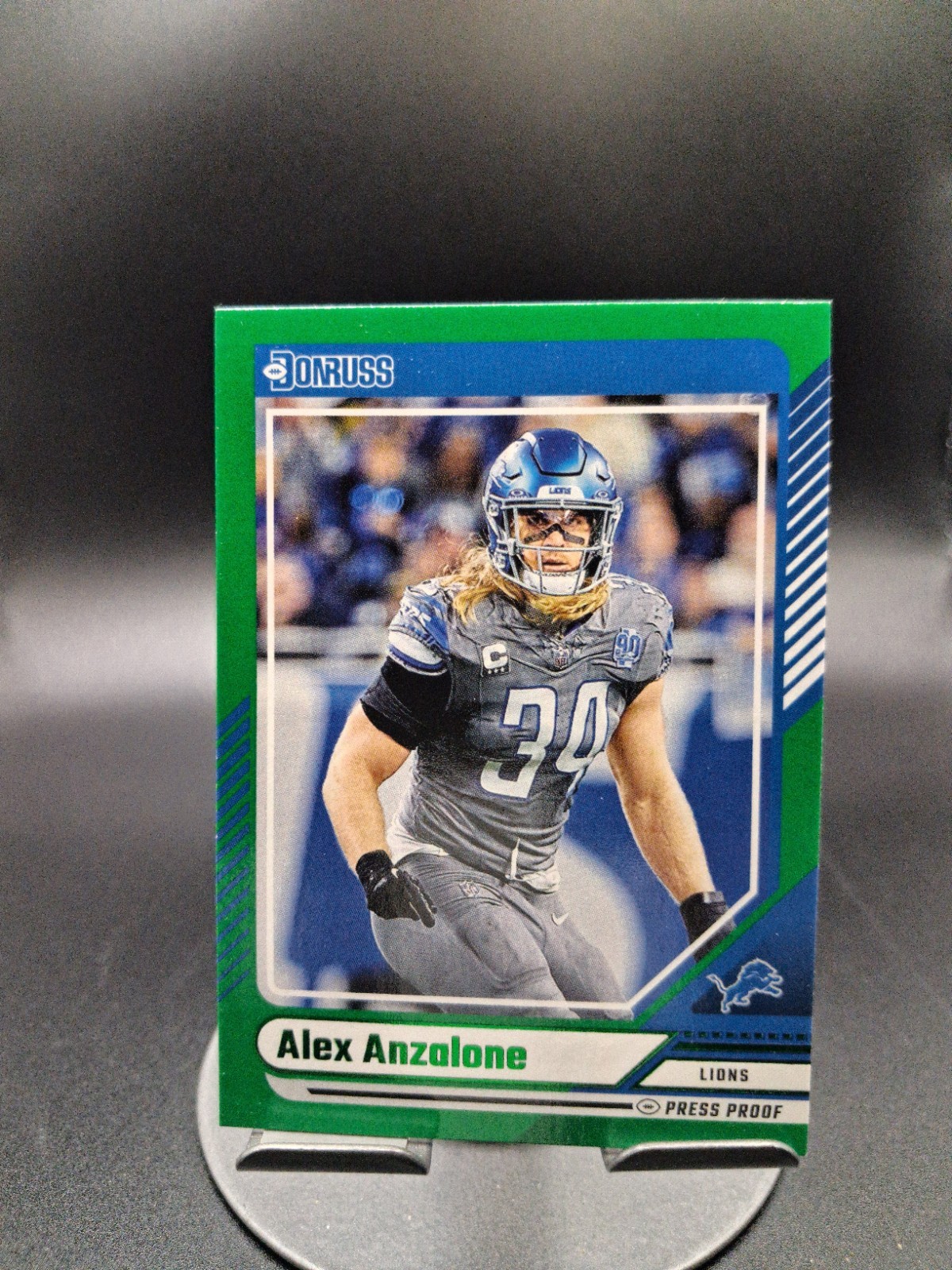 2024 Donruss Alex Anzalone #81 Press Proof Green Detroit Lions