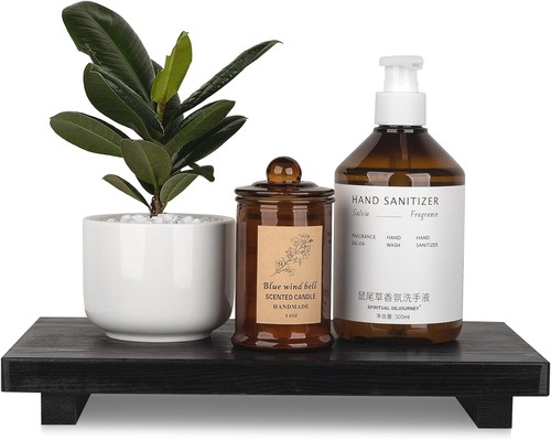Bathroom Counter Organizer Wood 11.8" x 7" x 1.6", Black - Picture 4 of 7