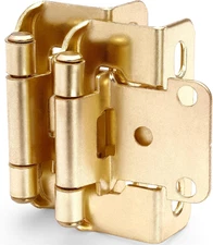 Decobasics 50 Pack 1/2" Overlay Brushed Gold Cabinet Hinges for Cabint Doors 