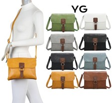 Ladies Women's Long Strap Cross Body Bag Flap Leather Shoulder Satchel Handbag