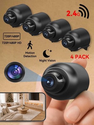 4PCS Mini Camera with Wireless Wi Fi Audio and Video for Car and House Security