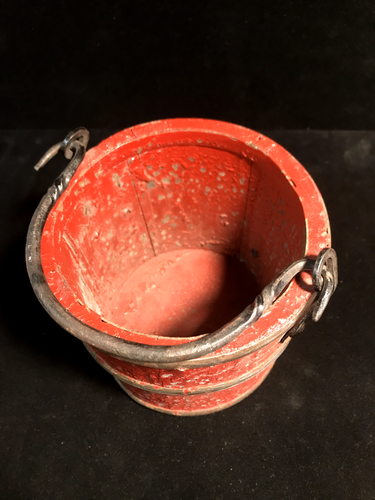 Antique French Berry Bucket Wood Basket Mini Naive Primitive Stave Iron Handle - Picture 3 of 6