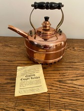 VINTAGE NEW SIMPLEX PATENT SOLID COPPER TIN LINED WHISTLING ENGLISH KETTLE