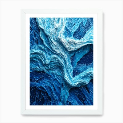 Blaue Welle Kunstdruck gerahmt Wandbild Poster Leinwanddruck Bild