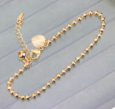 in High Quality Brass Finish, XPAL1044 Elegant Rose Gold Ball Chain Anklet