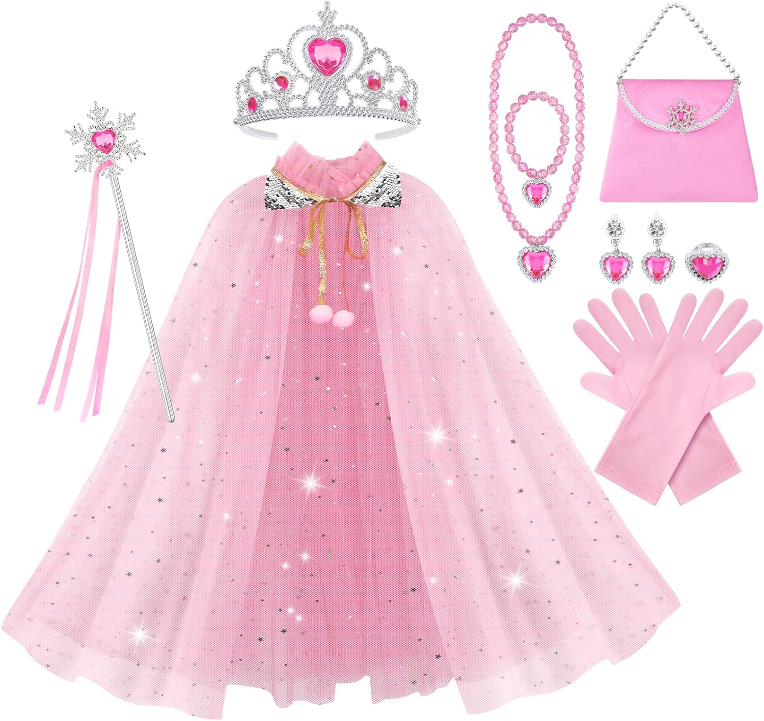 Princess Cape Set - 11PCS Dress up Clothes for Little Girls| Ages 3+| Includes C